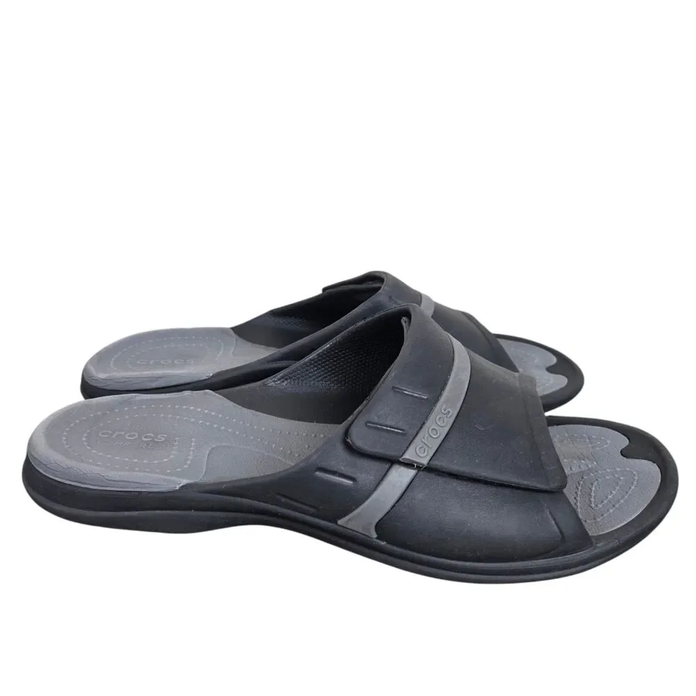 Crocs Modi Sports Slide Men's Sz 12 Black Gray Adjustable Comfort